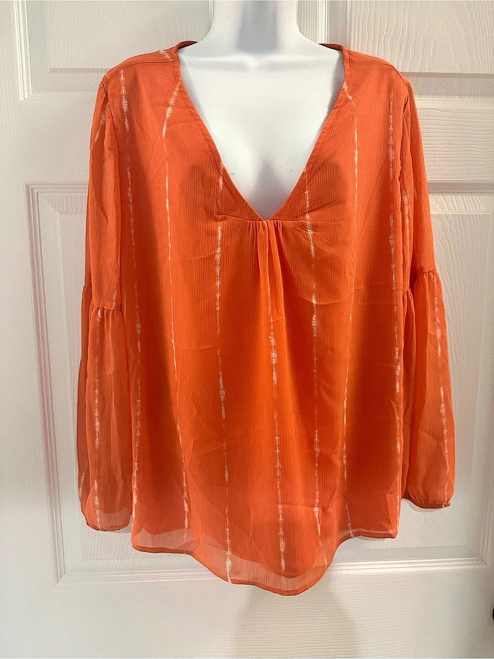 Time and Tru Striped Blouse in Orange Size Large Like New